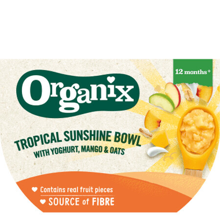 Purea con yogurt, mango e avena Tropical Sunshine, 12 mesi+, 120g, Organix