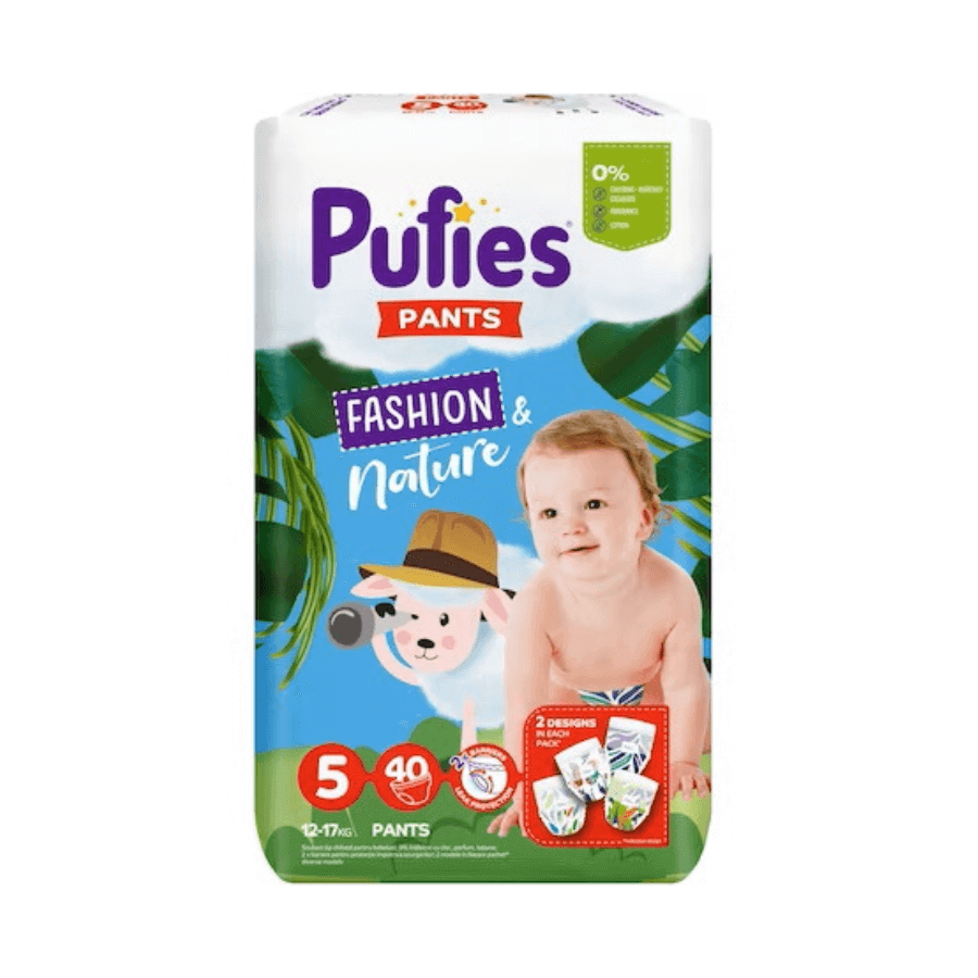 Luierbroekjes Junior, nr. 5, 12-17 kg Fashion &amp; Nature, 40 stuks, Pufies