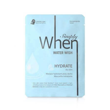 Moisturizing mask with hyaluronic acid and aloe vera, Water Wish, 23 g, When Beauty