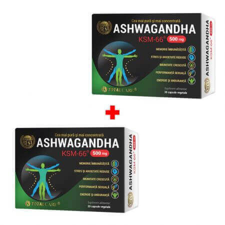 Package Ashwagandha KSM-66, 30 herbal capsules + 50% discount on the 2nd product, Cosmopharm