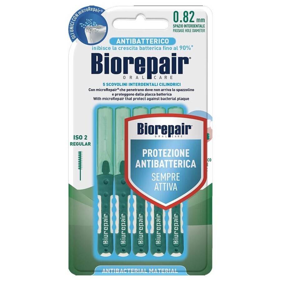 Biorepair Scovolino Interdentale Antibatterico in Gomma Regular, 5 scovolini