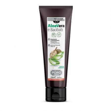 Shampoo e gel doccia 2 in 1 con aloe e olio di baobab, 250 ml, Puro di Forhans