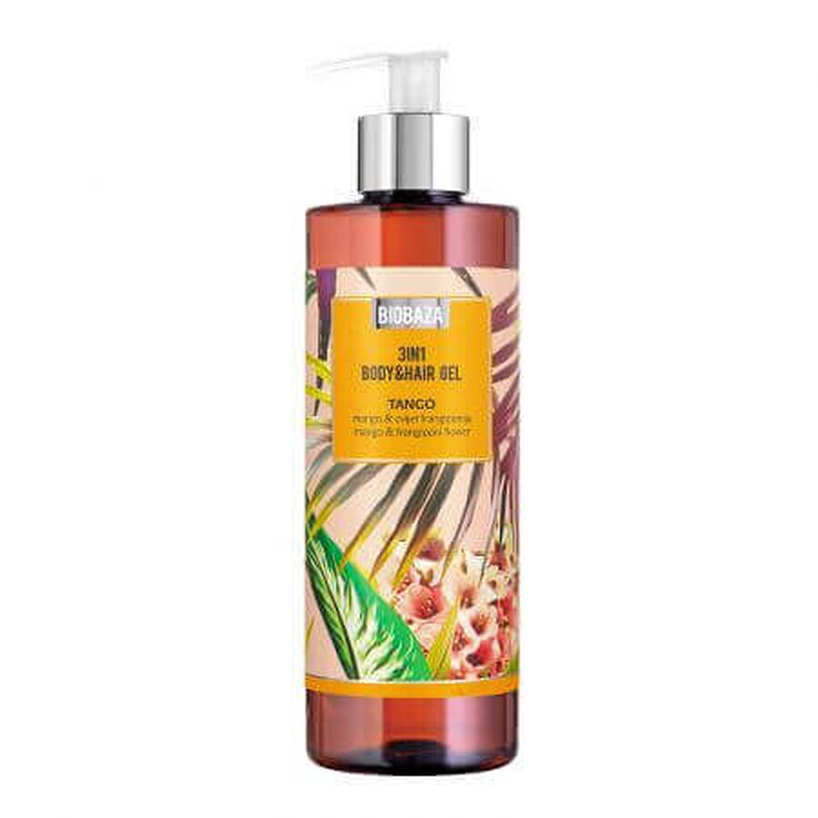 Shampoo e gel doccia, con fragranza naturale di mango e frangipane, Tango, 400 ml, Biobaza