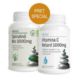 Spirulina Bio 1000 mg + Vitamina C Retard 1000 mg, 100 + 30 compresse, Alevia