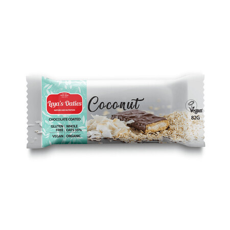 Organic chocolate-covered coconut bar, 82 g, Leya's Oaties