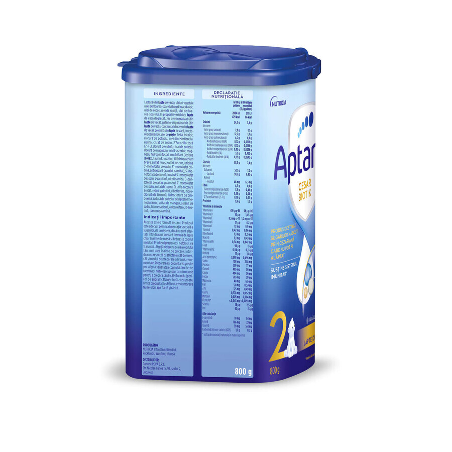 Latte in polvere Aptamil CesarBiotik 2, 6-12 mesi, 800 g, Nutricia