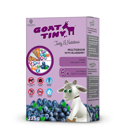 Mix di cereali con latte di capra e mirtilli, 6 mesi+, 225 g, Goldim