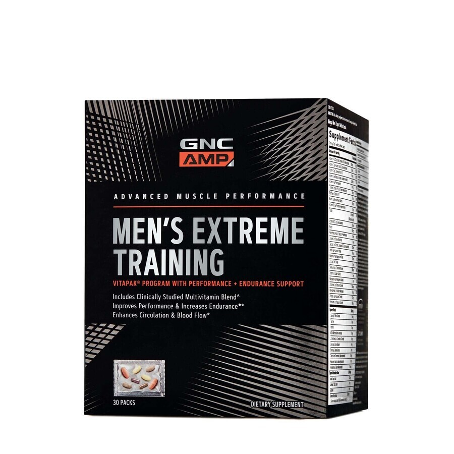 Gnc Amp Men's Extreme Training, Programa de Rendimiento y Resistencia Vitapak, 30 Paquetes