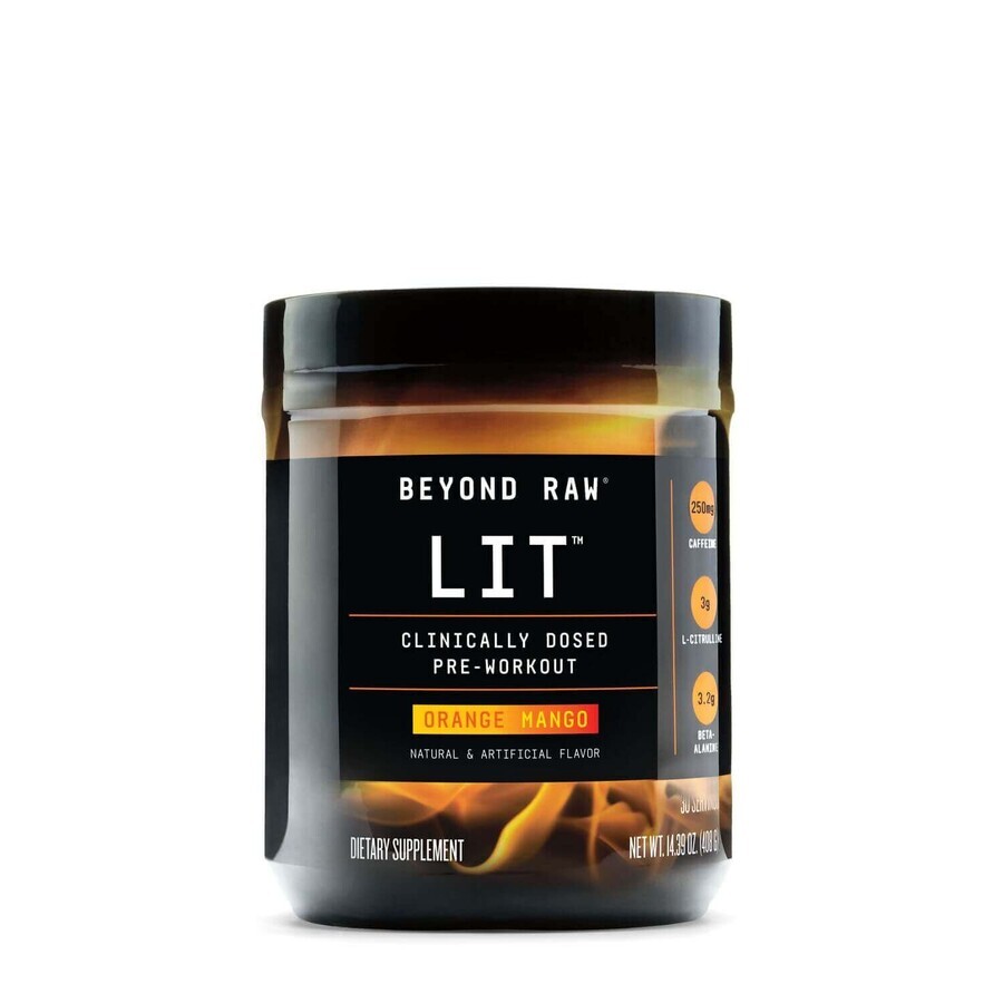 Gnc Beyond Raw Lit Pre allenamento al gusto di arancia e mango, 406,5 G