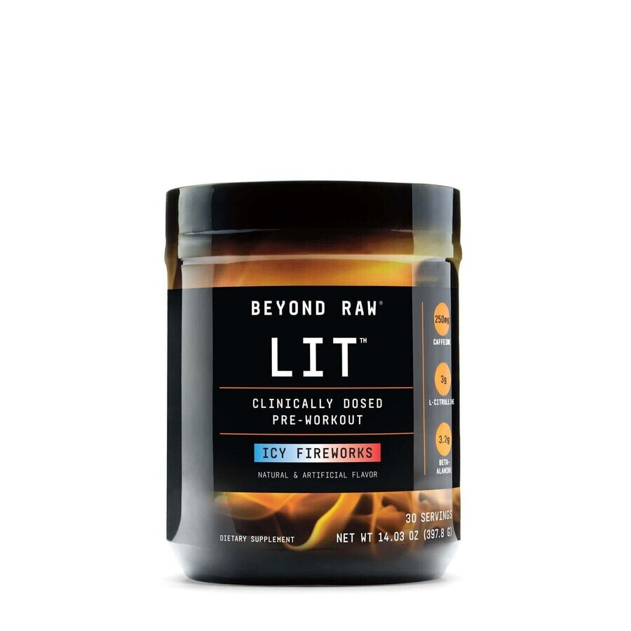 Gnc Beyond Raw Lit Pre Workout met ijzige vuurwerksmaak, 397,8 G