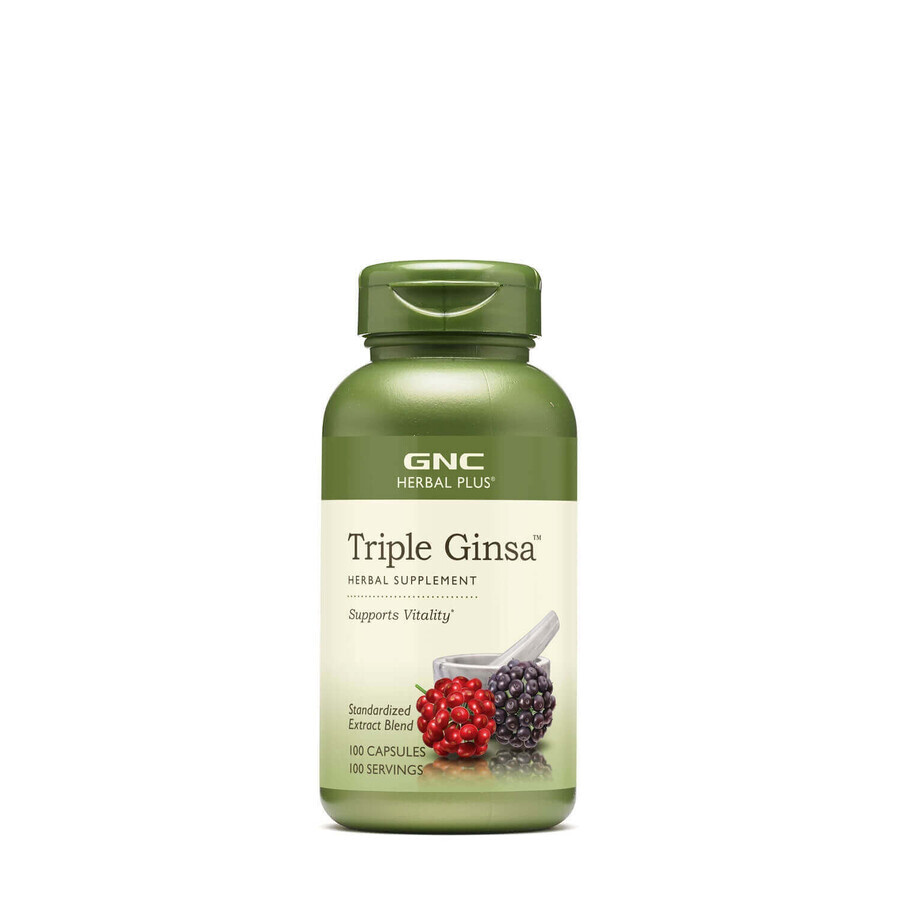 Gnc Herbal Plus Triple Ginseng, Standardized Extract Of 3 Types Of Ginseng, 100 Cps