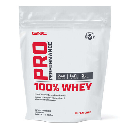 Gnc Pro Performance 100% Whey, Wei-eiwit zonder smaak, 403,2g