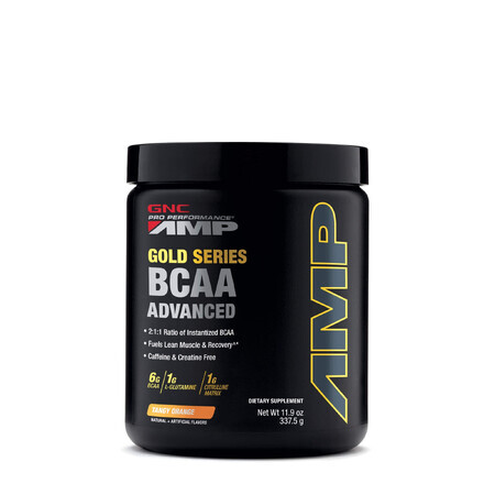 Gnc Pro Performance Amp Gold Series Bcaa Advanced, Formula Bcaa Advanced con sapore di mandarino, 337,5 G