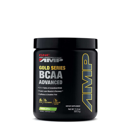 Gnc Pro Performance Amp Gold Series Bcaa Advanced, Formula Bcaa Advanced con sapore di mela verde, 337,5 G