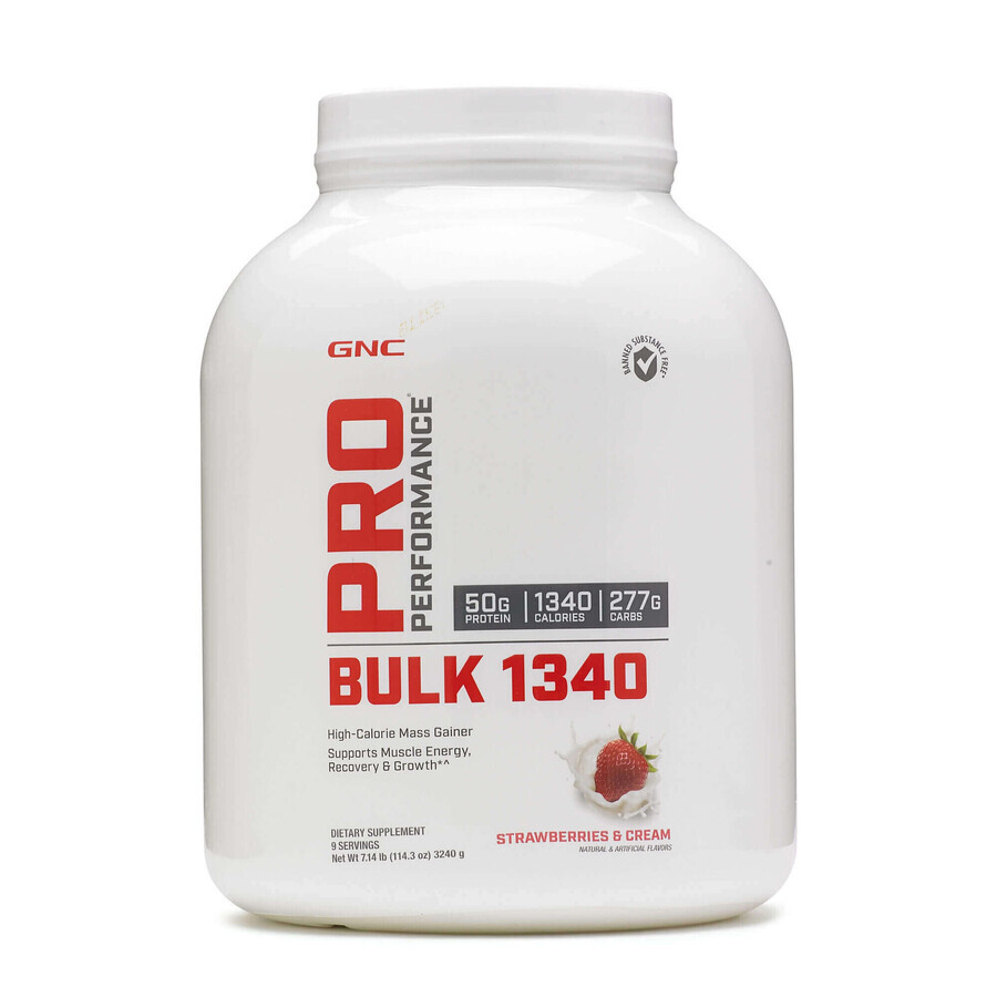 Gnc Pro Performance Bulk 1340, Gainer con proteine ​​e carboidrati, al gusto di fragola, 3294 G