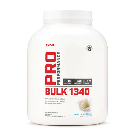 Gnc Pro Performance Bulk 1340, Protein And Carbohydrate Gainer With Vanilla Flavor, 3294 G