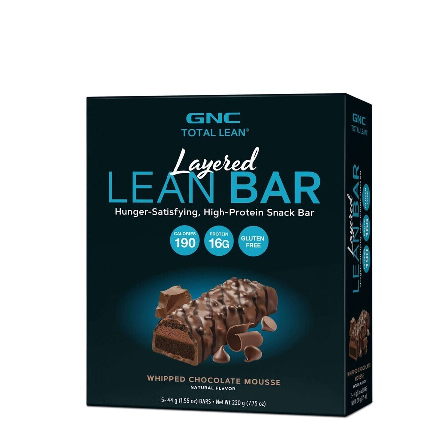 Barretta magra a strati Gnc Total Lean, barretta proteica, al gusto di mousse al cioccolato, 44 ​​g