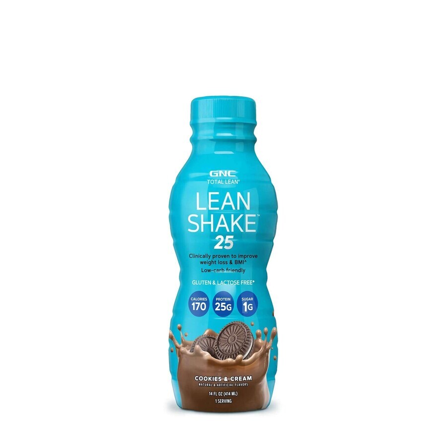 Gnc Total Lean Lean Shake 25, Frullato Proteico Rtd Con Biscotti Al Gusto Crema, 414 Ml