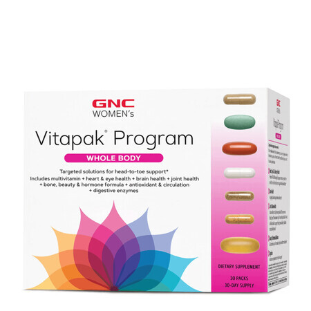 Gnc Women's Ultra Mega Whole Body Vitapak Program, Multivitamin Complex For Whole Body Support, 30 Packets