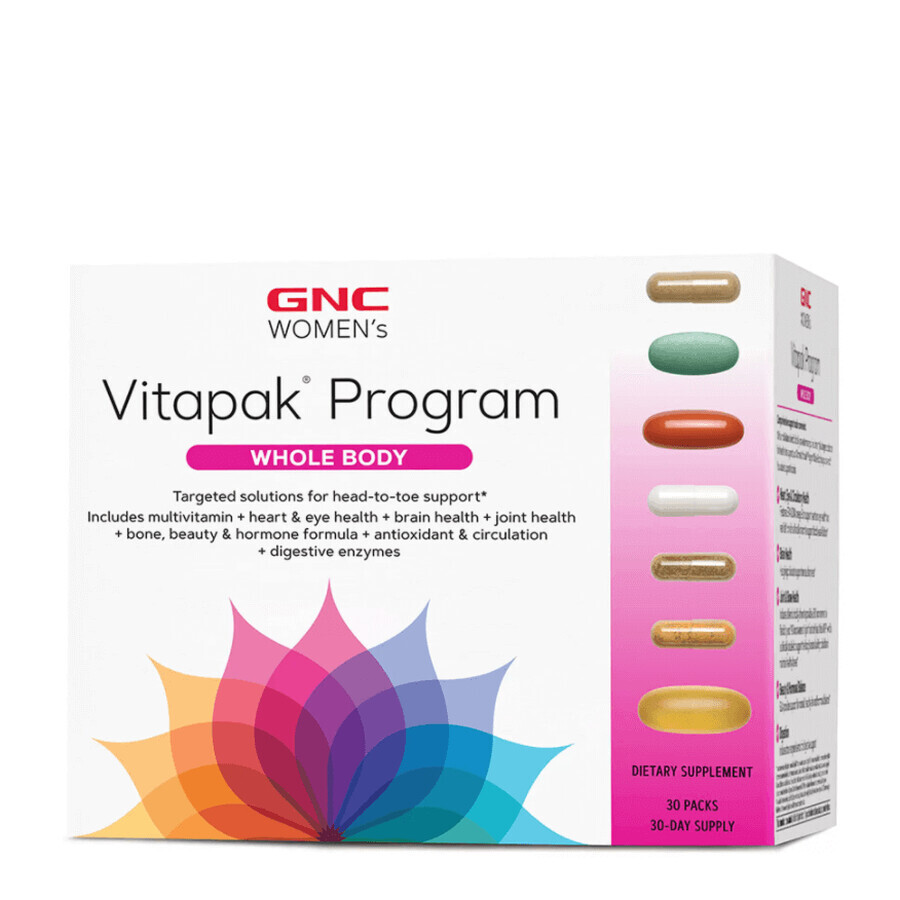 Gnc Women's Ultra Mega Whole Body Vitapak Program, Multivitamin Complex For Whole Body Support, 30 Packets