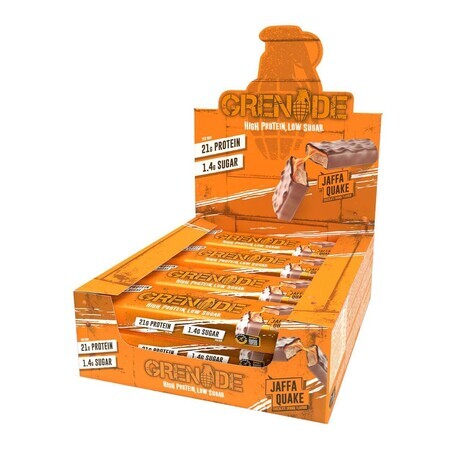 Grenade Barretta ad alto contenuto proteico e a basso contenuto di zuccheri Jaffa Quake, barretta proteica al gusto di cioccolato e arancia, 60 G