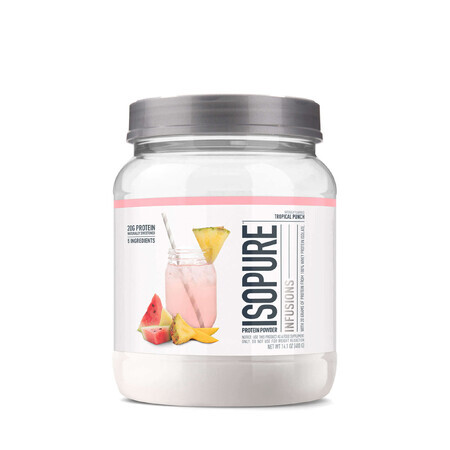 Infusi Isopure, proteine ​​del siero di latte isolate, al sapore di punch tropicale, 400 G