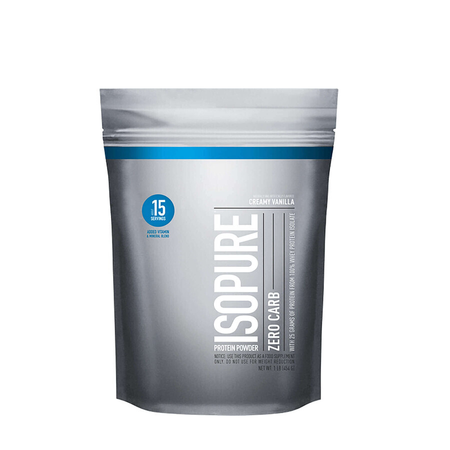 Isopure Zero Carb, proteine ​​isolate del siero di latte senza carboidrati, al gusto di vaniglia, 454 G