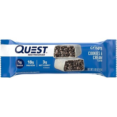 Quest Hero Crispy Crispy Protein Bar with Cream Biscuit Flavor, 52 G