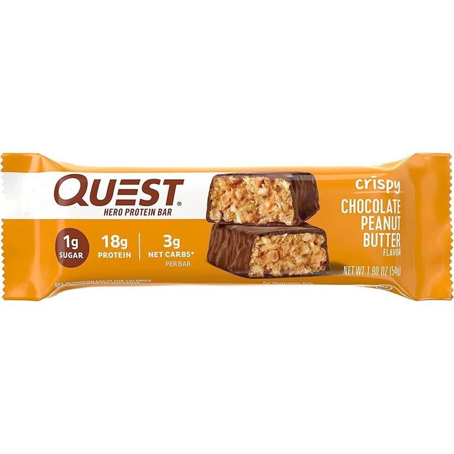 Quest Hero Crispy Chocolate Flavored Protein Peanut Butter Bar, 54 G