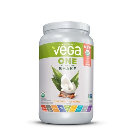 Vega One Frullato nutrizionale tutto in uno, proteine ​​vegetali, al gusto di cocco e mandorla, 687 G