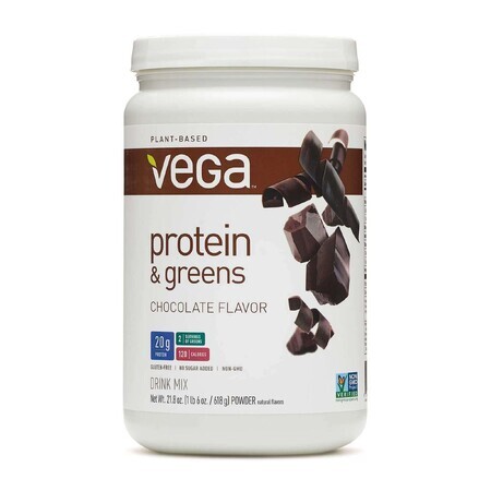 Vega Protein And Greens, Proteine ​​Vegetali E Verdi, Al Gusto Di Cioccolato, 618 G