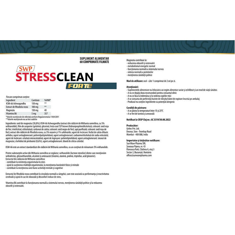 Stressclean Forte, 60 compresse, Sun Wave Pharma