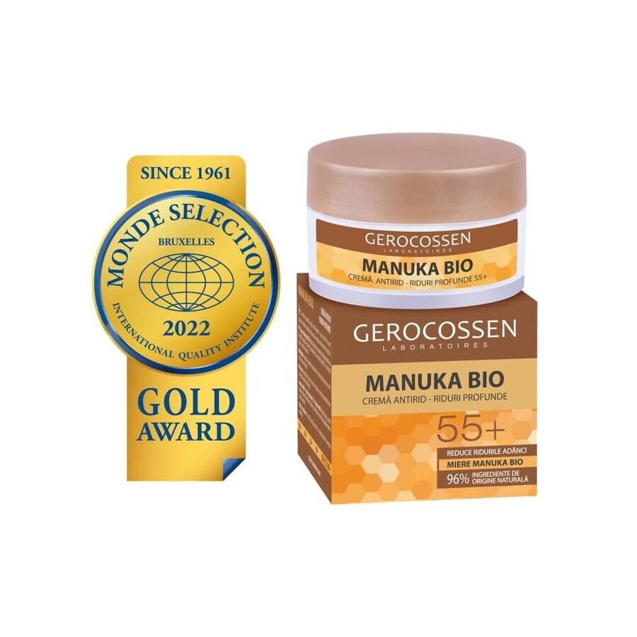 Crema per rughe profonde con miele di Manuka Bio 55+, 50 ml, Gerocossen