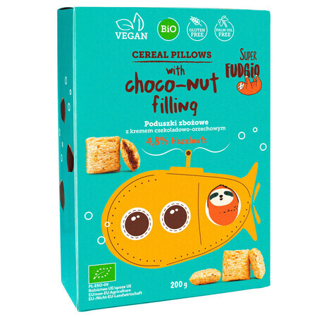 Organic cereal filled with chocolate and hazelnuts, 200 g, Super Fudgio