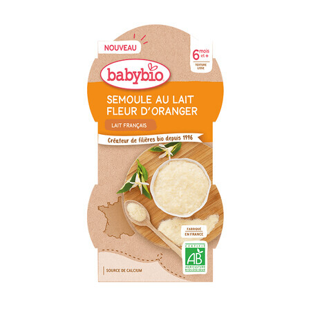 Organic grey dessert with milk and orange blossom, 2 x 100 g, BabyBio