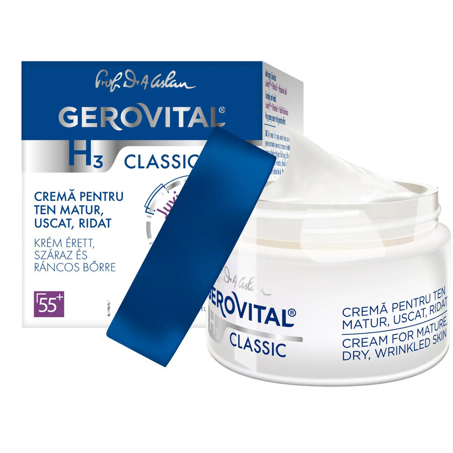 Crema per Pelle Matura, Secca, Rugosa, Gerovital H3 Classic, 50 ml, Farmec