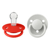 Set 2 ciucci con tettarella in silicone rotonda universale De Lux, 0-3 anni, Candy Apple - Haze, Bavaglini