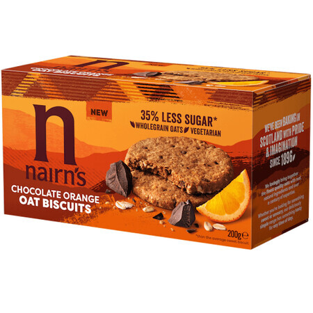 Galletas integrales de avena con chocolate y naranja, 200 g, Nairns