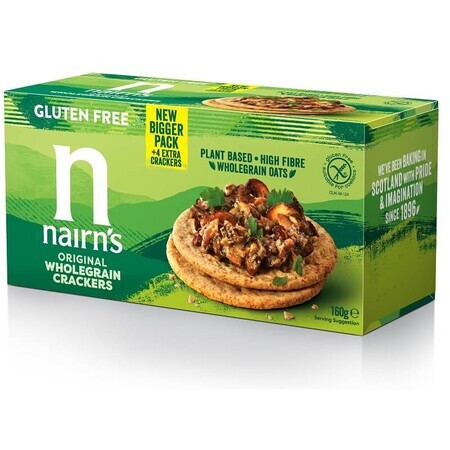 Crackers di avena integrale senza glutine, 160 gr, Nairns