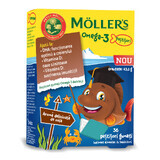 Gummy fish with Omega-3 and cola flavour, 36 jellies, Moller's