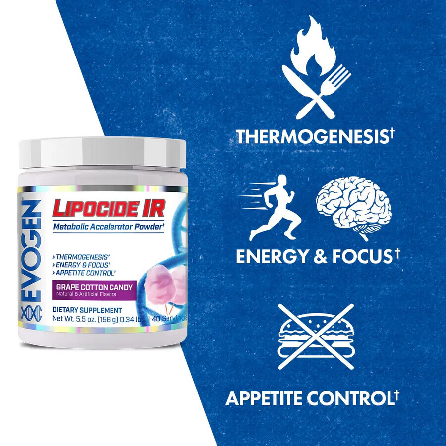 Pulbere pentru accelerarea metabolismului cu aroma de fructe tropicale Lipocide IR, 156 gr, Evogen Nutrition