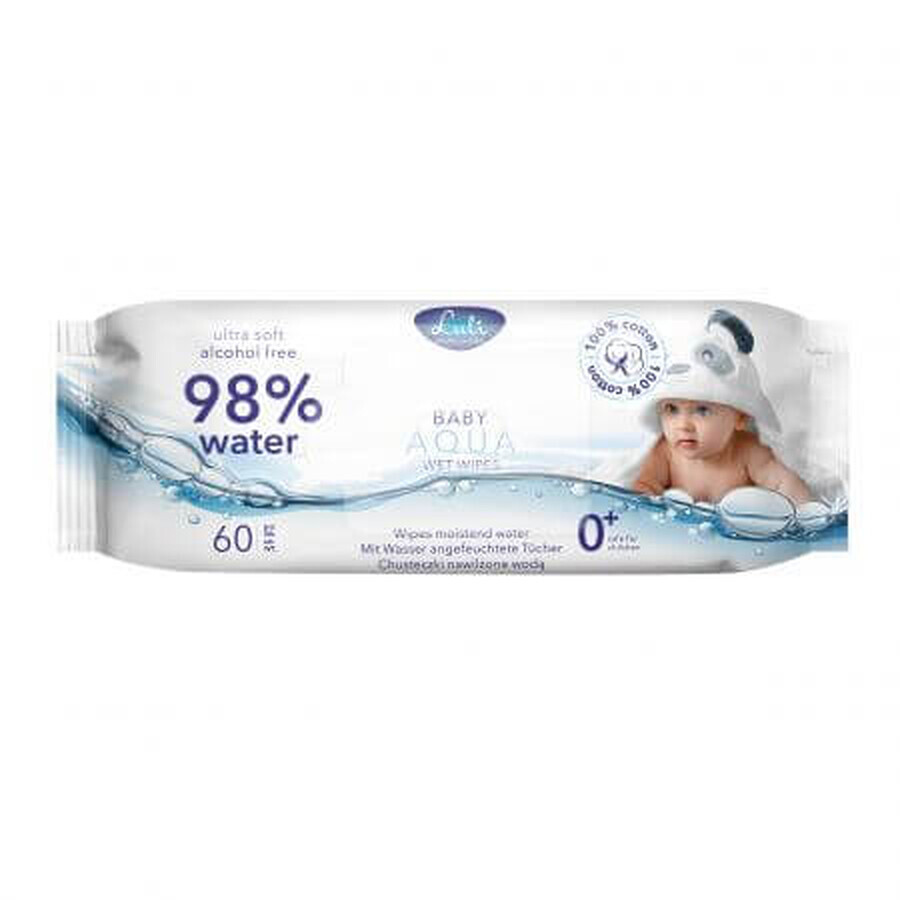 Lingettes humides avec 98% d'eau, 60 pièces, Luli Baby Care