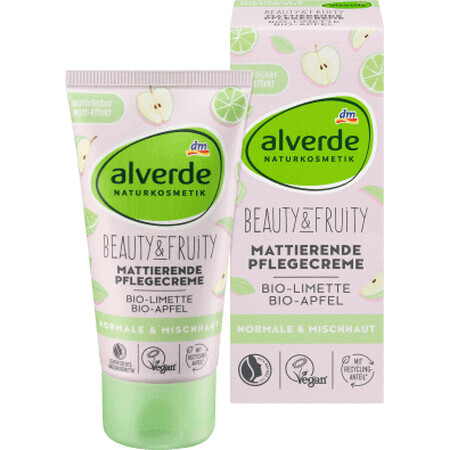 Alverde Naturkosmetik Beauty&Fruity crema viso opacizzante, 50 ml