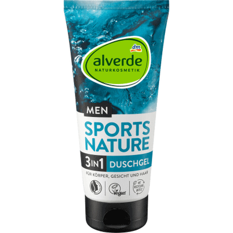 Alverde Naturkosmetik MEN Gel de ducha deportivo 3 en 1, 200 ml