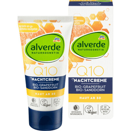 Alverde Naturkosmetik Q10 ECO Grapefruit &amp; ECO Duindoorn Nachtcrème, 50 ml