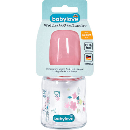 Babylove Biberon in vetro con collo largo, 1 pz