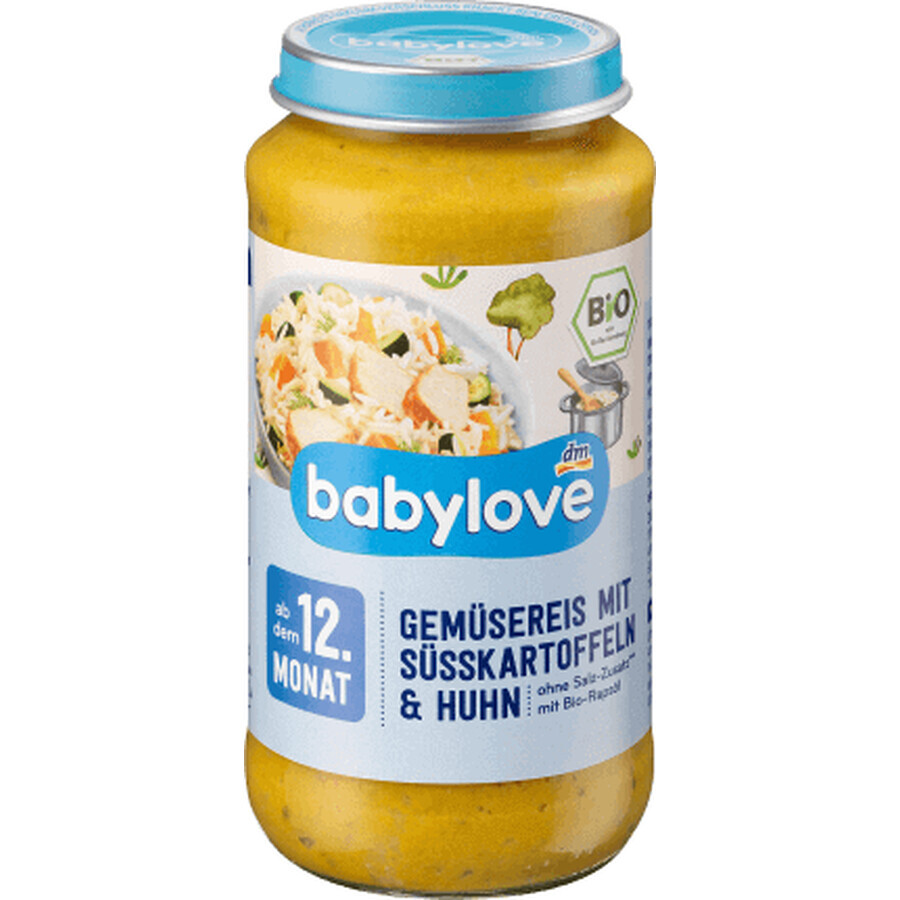 Babylove Menù di Riso con Pollo e Patate Dolci ECO, 12+, 250 g