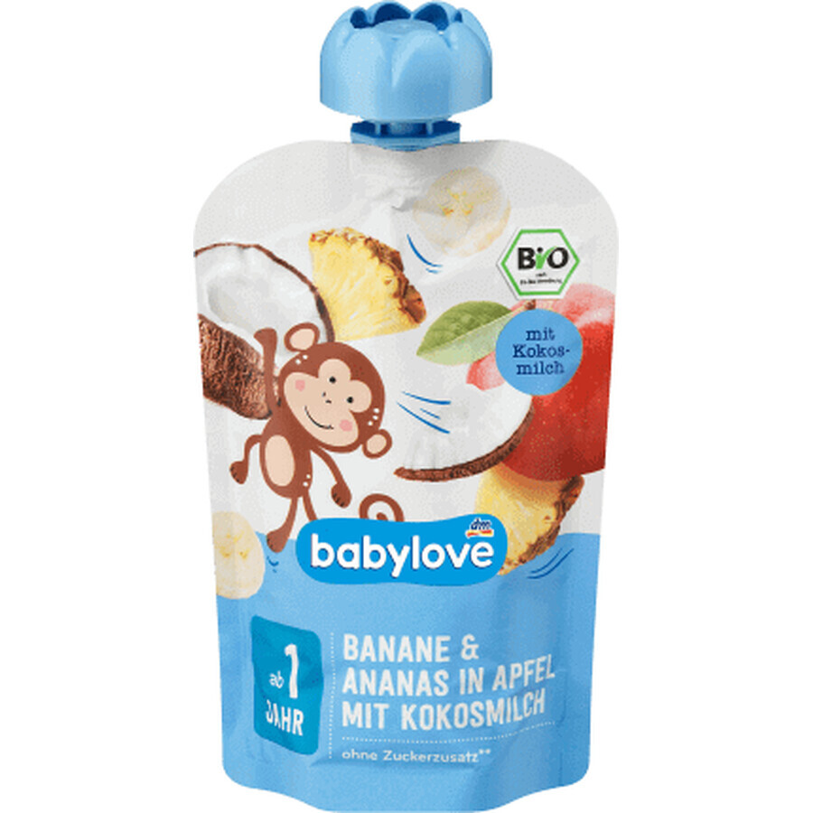 Babylove Purea di banana con ananas e cocco ECO, 100 g