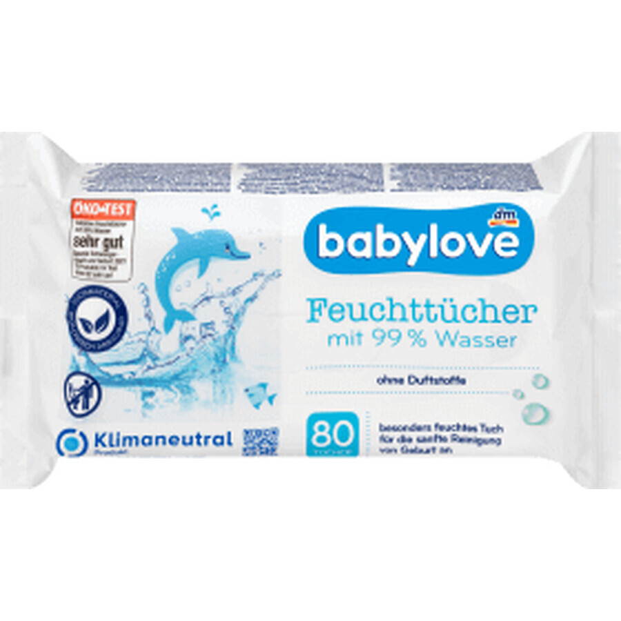 Babylove Salviette umidificate 99% acqua, 80 pz