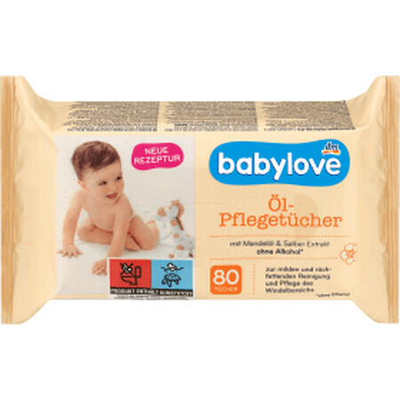 Babylove Lingettes humides à l'huile d'amande et à l'extrait de sauge, 80 pièces